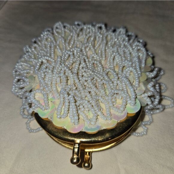 Beaded Evening Purse/coin Bag Evening Round Beaded, Sequins, Rhineston Vtg - Picture 16 of 16